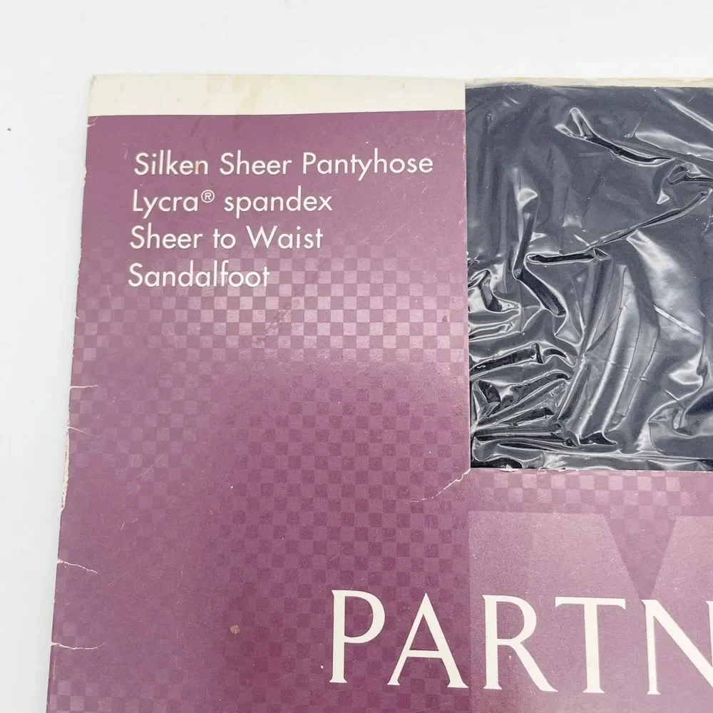 NWT Vintage Mervyns Partners Navy Silken Sheer to Waist Pantyhose Sandalfoot B